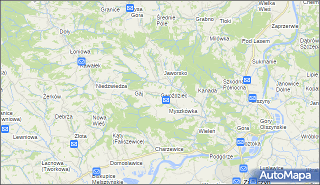 mapa Gwoździec gmina Zakliczyn, Gwoździec gmina Zakliczyn na mapie Targeo