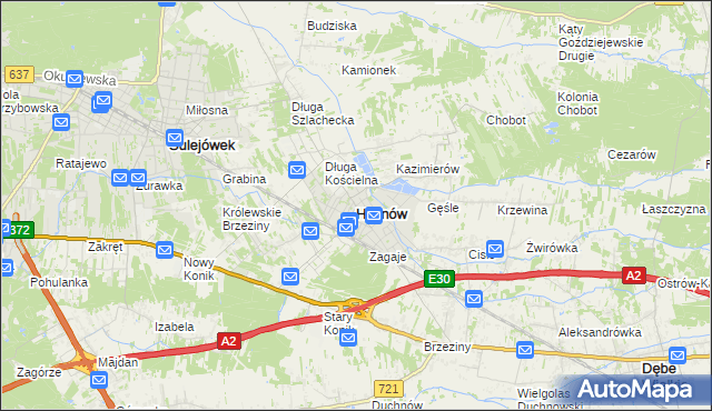 mapa Halinów powiat miński, Halinów powiat miński na mapie Targeo