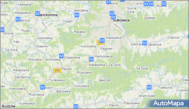 mapa Harbutowice gmina Sułkowice, Harbutowice gmina Sułkowice na mapie Targeo