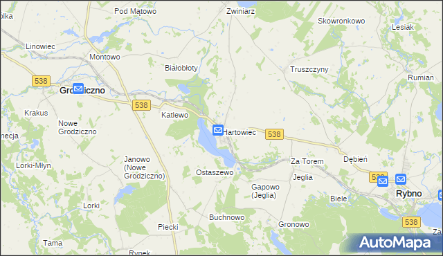 mapa Hartowiec, Hartowiec na mapie Targeo