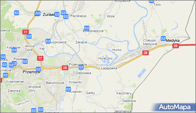 mapa Hureczko, Hureczko na mapie Targeo