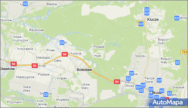 mapa Hutki gmina Bolesław, Hutki gmina Bolesław na mapie Targeo