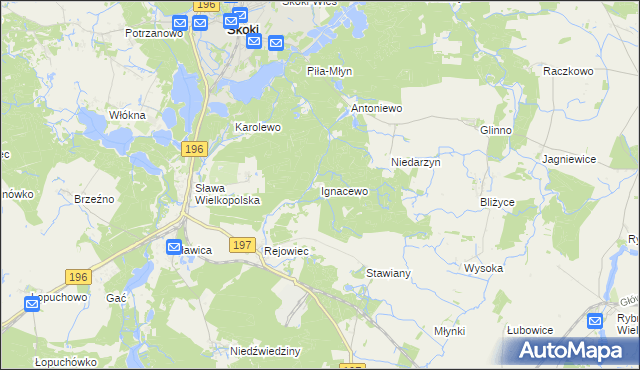 mapa Ignacewo gmina Skoki, Ignacewo gmina Skoki na mapie Targeo