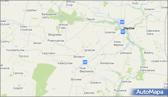 mapa Ignaców gmina Błędów, Ignaców gmina Błędów na mapie Targeo
