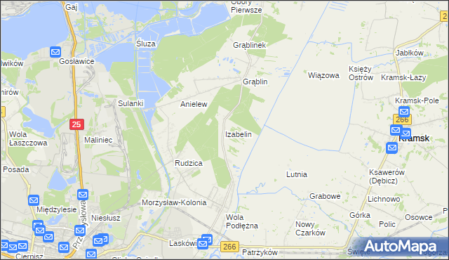 mapa Izabelin gmina Kramsk, Izabelin gmina Kramsk na mapie Targeo