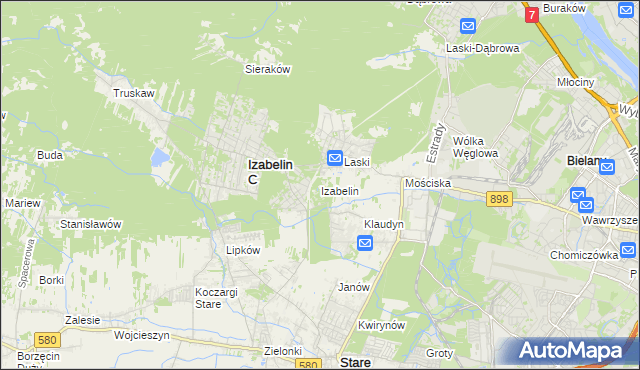 mapa Izabelin powiat warszawski zachodni, Izabelin powiat warszawski zachodni na mapie Targeo