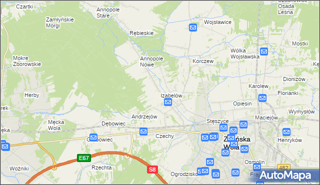 mapa Izabelów gmina Zduńska Wola, Izabelów gmina Zduńska Wola na mapie Targeo