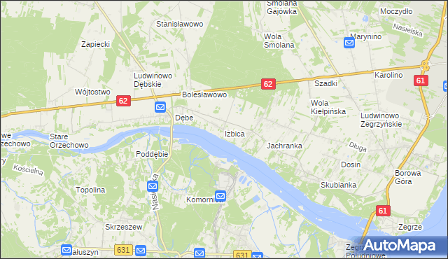 mapa Izbica gmina Serock, Izbica gmina Serock na mapie Targeo