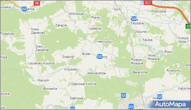 mapa Izdebno gmina Łaskarzew, Izdebno gmina Łaskarzew na mapie Targeo