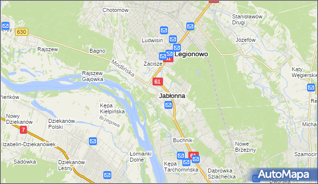 mapa Jabłonna powiat legionowski, Jabłonna powiat legionowski na mapie Targeo