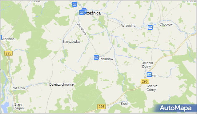 mapa Jabłonów gmina Brzeźnica, Jabłonów gmina Brzeźnica na mapie Targeo