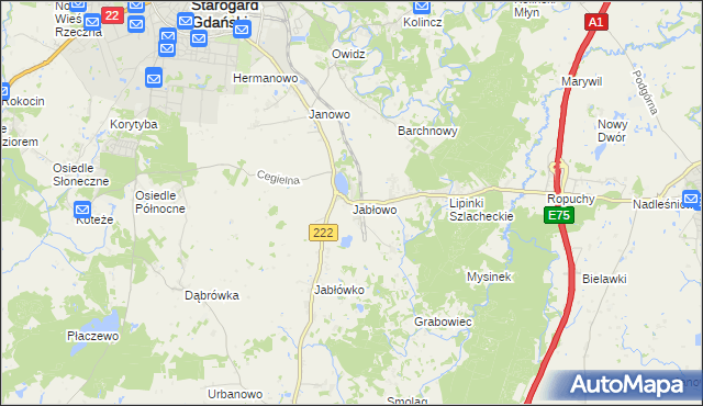mapa Jabłowo, Jabłowo na mapie Targeo