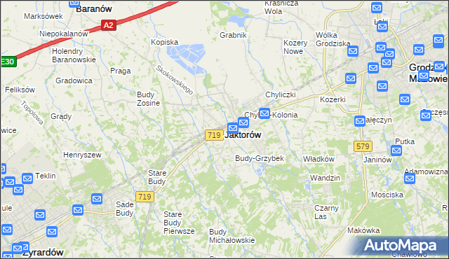 mapa Jaktorów, Jaktorów na mapie Targeo