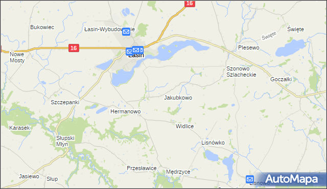 mapa Jakubkowo gmina Łasin, Jakubkowo gmina Łasin na mapie Targeo