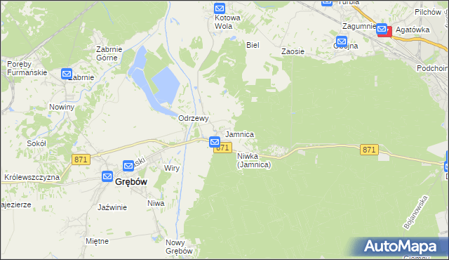 mapa Jamnica gmina Grębów, Jamnica gmina Grębów na mapie Targeo