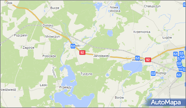 mapa Janisławiec, Janisławiec na mapie Targeo