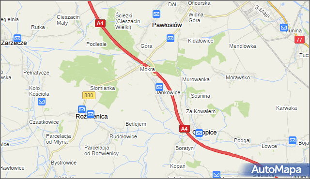 mapa Jankowice gmina Chłopice, Jankowice gmina Chłopice na mapie Targeo