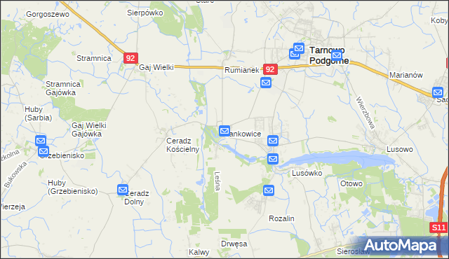 mapa Jankowice gmina Tarnowo Podgórne, Jankowice gmina Tarnowo Podgórne na mapie Targeo