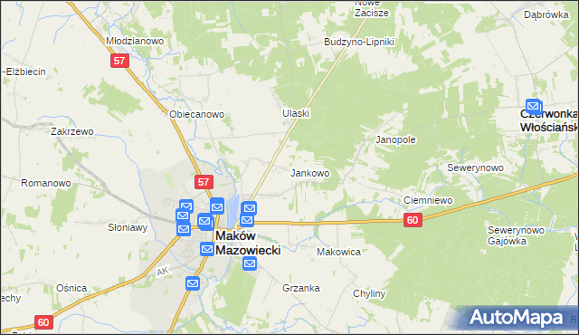 mapa Jankowo gmina Czerwonka, Jankowo gmina Czerwonka na mapie Targeo