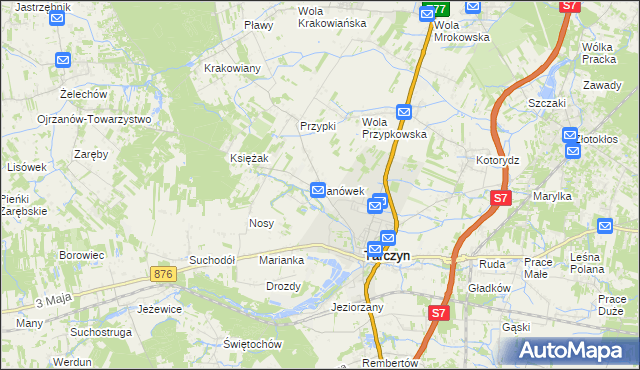 mapa Janówek gmina Tarczyn, Janówek gmina Tarczyn na mapie Targeo