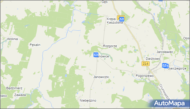 mapa Janowice gmina Nowa Wieś Lęborska, Janowice gmina Nowa Wieś Lęborska na mapie Targeo