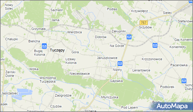 mapa Januszkowice gmina Tuczępy, Januszkowice gmina Tuczępy na mapie Targeo