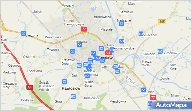 mapa Jarosławia, Jarosław na mapie Targeo