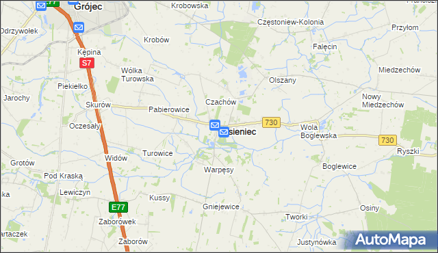 mapa Jasieniec powiat grójecki, Jasieniec powiat grójecki na mapie Targeo