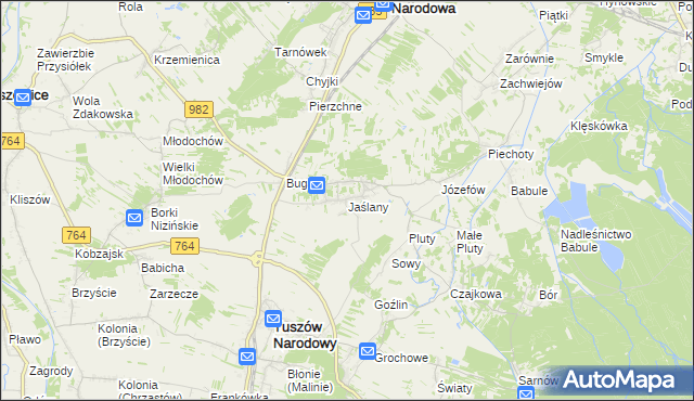 mapa Jaślany, Jaślany na mapie Targeo