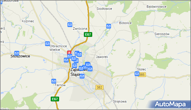 mapa Jaworek gmina Ząbkowice Śląskie, Jaworek gmina Ząbkowice Śląskie na mapie Targeo