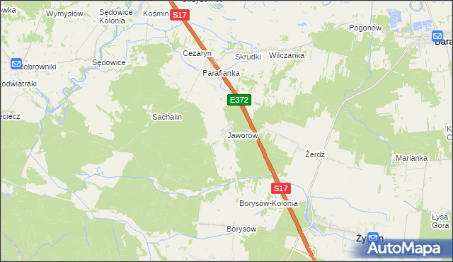 mapa Jaworów gmina Żyrzyn, Jaworów gmina Żyrzyn na mapie Targeo