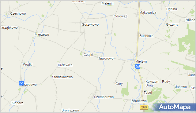 mapa Jaworowo gmina Witkowo, Jaworowo gmina Witkowo na mapie Targeo
