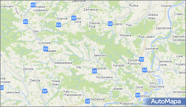 mapa Jaworsko, Jaworsko na mapie Targeo