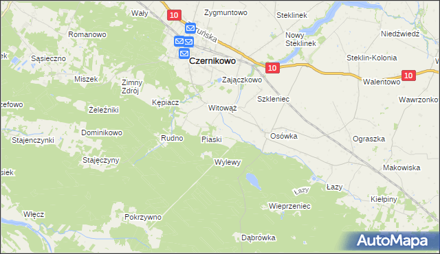 mapa Jaźwiny gmina Czernikowo, Jaźwiny gmina Czernikowo na mapie Targeo