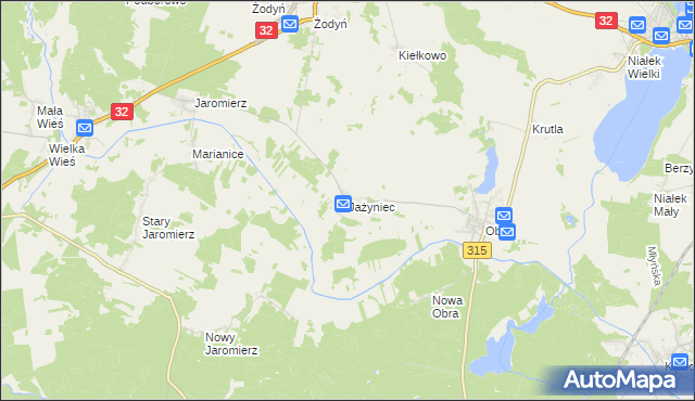 mapa Jażyniec, Jażyniec na mapie Targeo