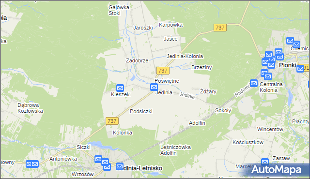 mapa Jedlnia, Jedlnia na mapie Targeo