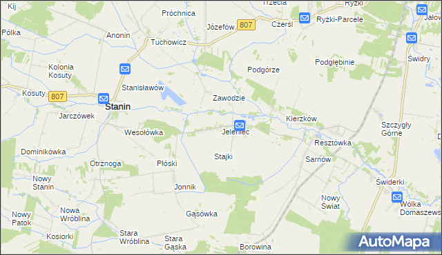 mapa Jeleniec gmina Stanin, Jeleniec gmina Stanin na mapie Targeo