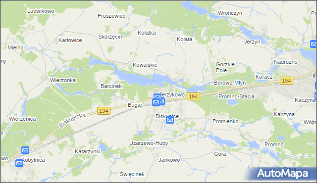 mapa Jerzykowo gmina Pobiedziska, Jerzykowo gmina Pobiedziska na mapie Targeo