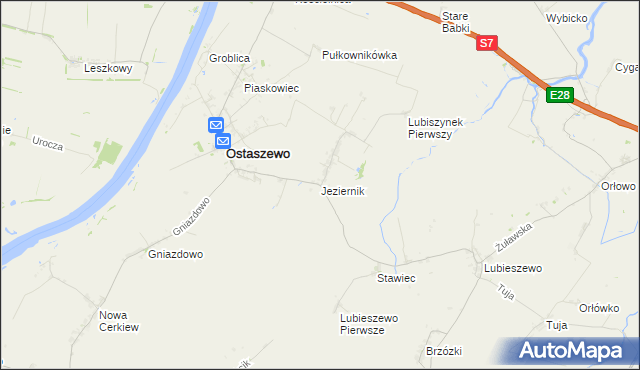 mapa Jeziernik gmina Ostaszewo, Jeziernik gmina Ostaszewo na mapie Targeo