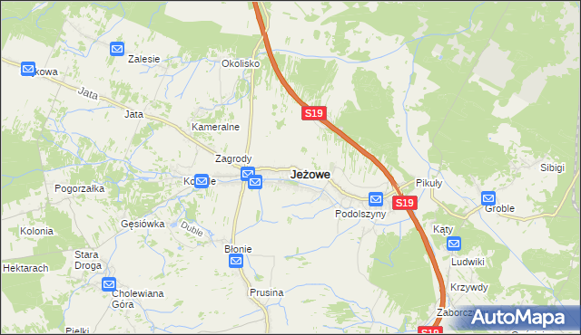 mapa Jeżowe, Jeżowe na mapie Targeo