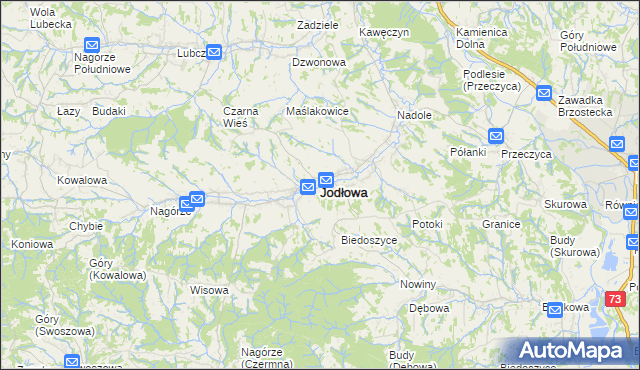 mapa Jodłowa, Jodłowa na mapie Targeo