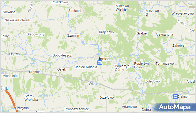 mapa Joniec, Joniec na mapie Targeo