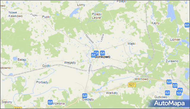mapa Jonkowo, Jonkowo na mapie Targeo