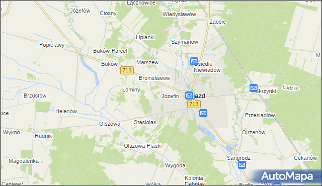 mapa Józefin gmina Ujazd, Józefin gmina Ujazd na mapie Targeo
