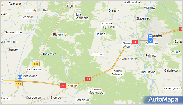 mapa Józefina gmina Osjaków, Józefina gmina Osjaków na mapie Targeo