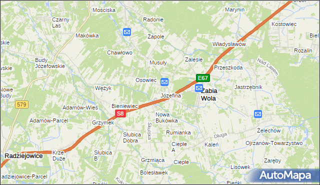 mapa Józefina gmina Żabia Wola, Józefina gmina Żabia Wola na mapie Targeo