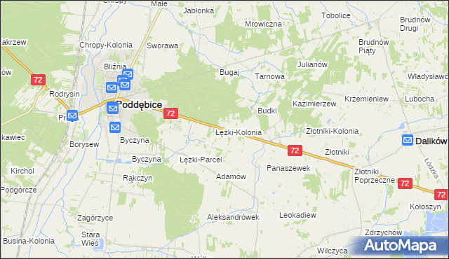 mapa Józefka gmina Poddębice, Józefka gmina Poddębice na mapie Targeo