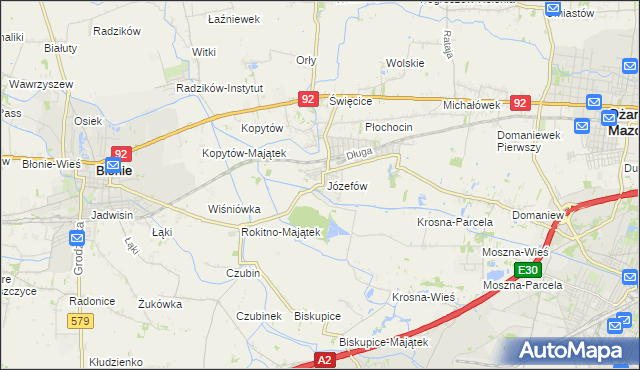 mapa Józefów gmina Ożarów Mazowiecki, Józefów gmina Ożarów Mazowiecki na mapie Targeo
