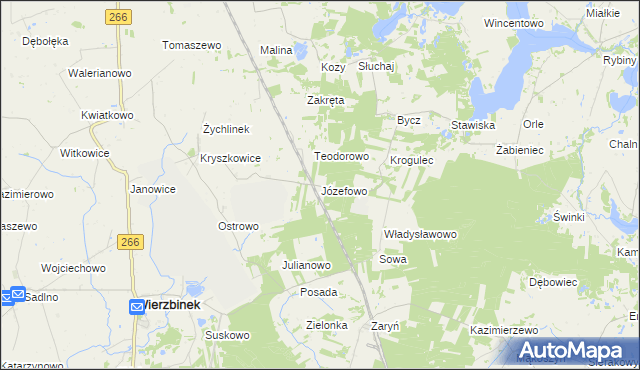 mapa Józefowo gmina Piotrków Kujawski, Józefowo gmina Piotrków Kujawski na mapie Targeo