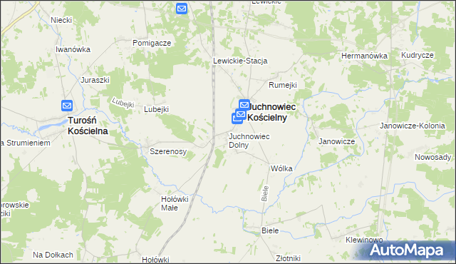 mapa Juchnowiec Dolny, Juchnowiec Dolny na mapie Targeo